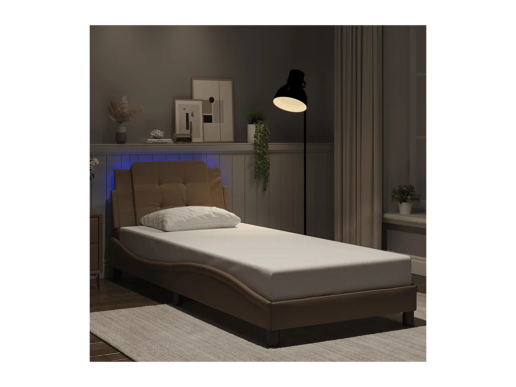Bedframe met LED zonder matras cappuccino 100x200 cm