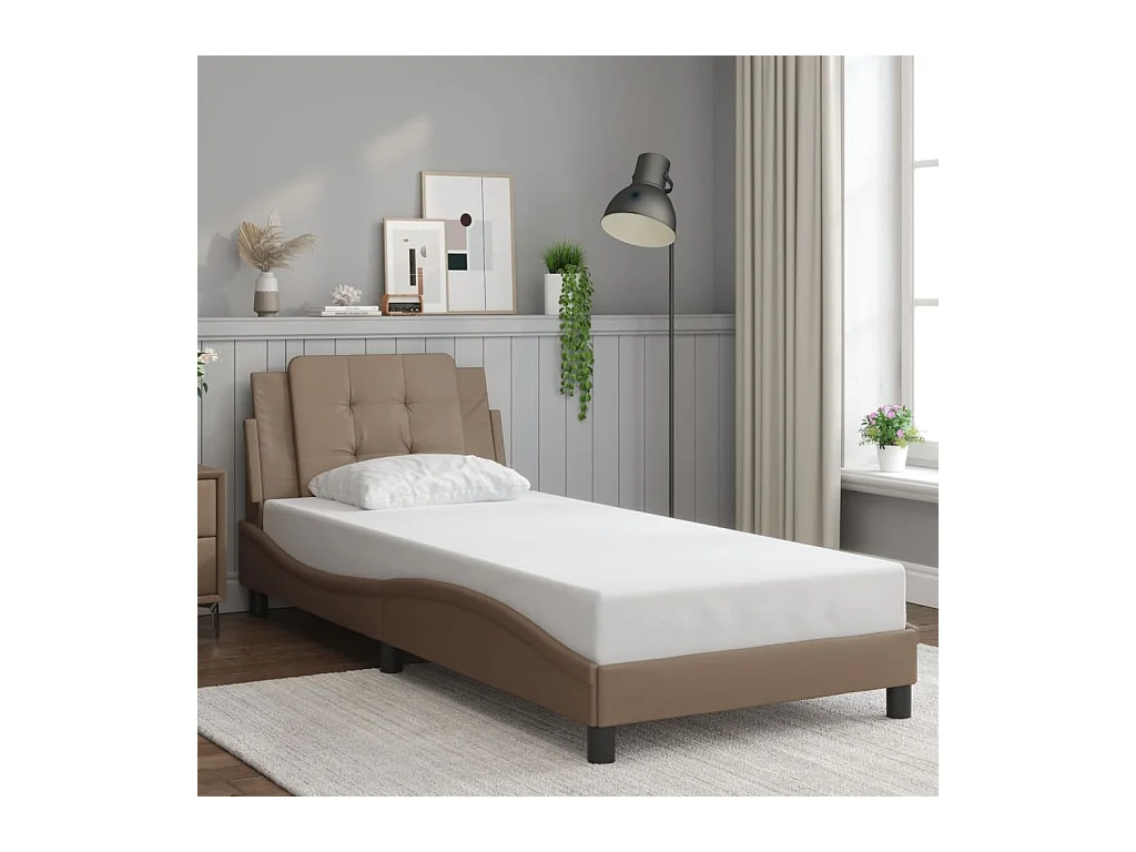 Bedframe met LED zonder matras cappuccino 100x200 cm