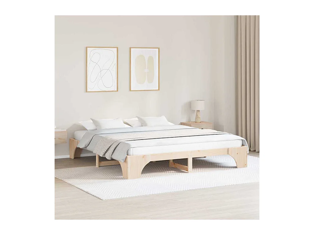 Estructura de cama de pino macizo 200 x 200 cm Madera de pino macizo