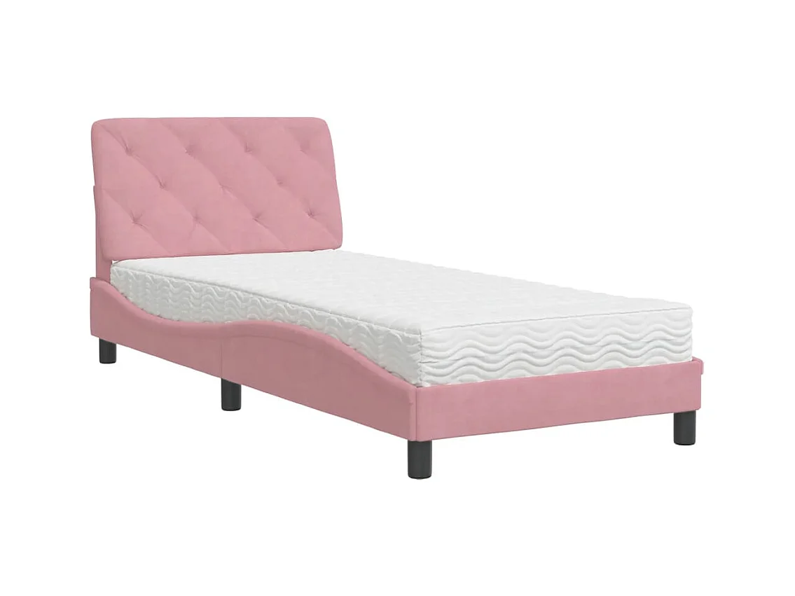 Letto con materasso rosa 90x200 cm in velluto
