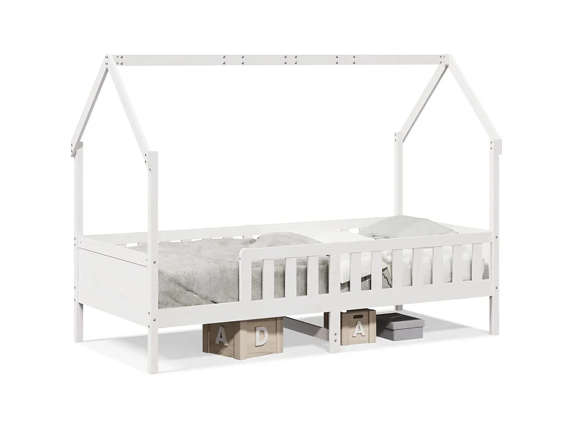 Estructura de cama infantil forma de casa sin colchón de pino