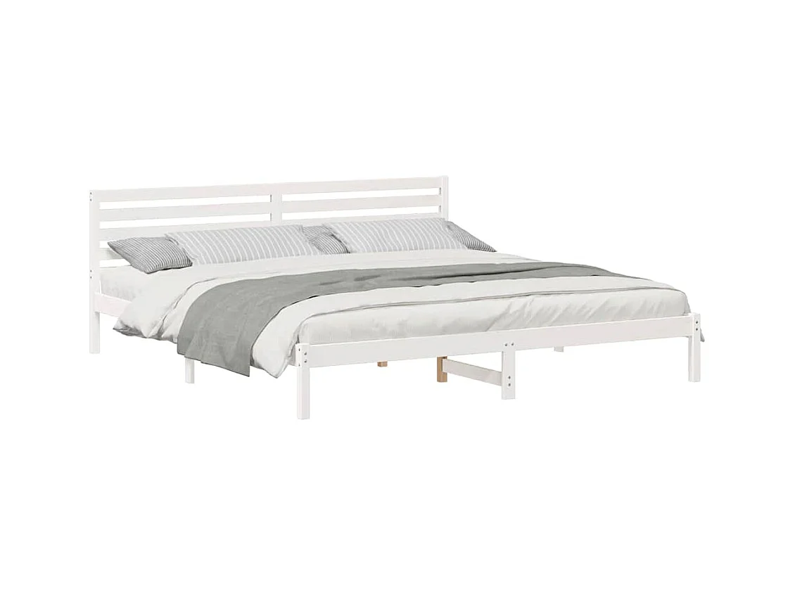 Wit bedframe 180 x 220 cm Massief grenenhout