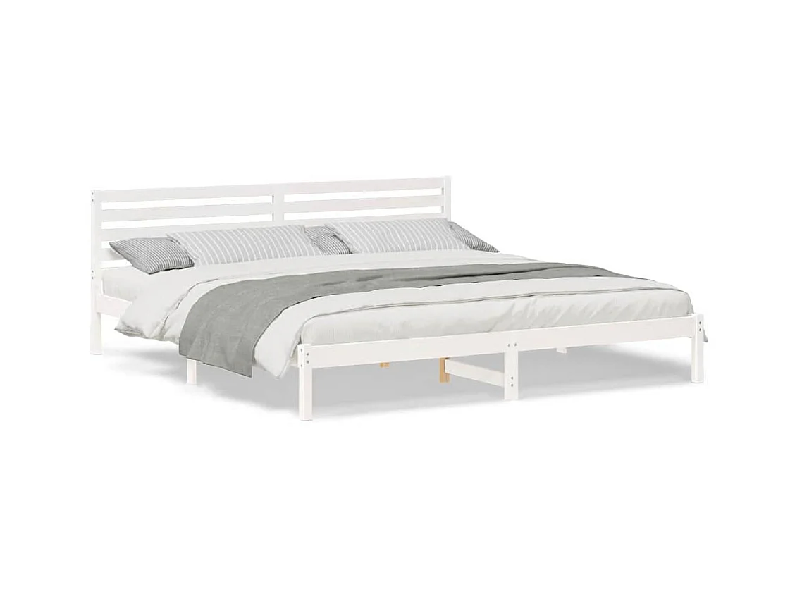 Wit bedframe 180 x 220 cm Massief grenenhout