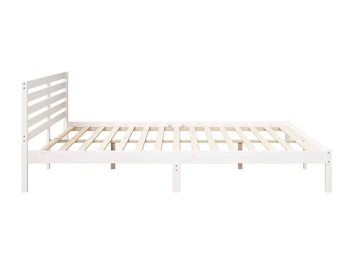 Wit bedframe 180 x 220 cm Massief grenenhout