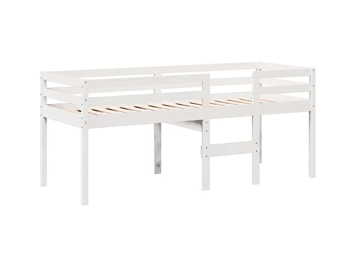 Cama alta sin colchón blanca 80x200 cm madera maciza de pino