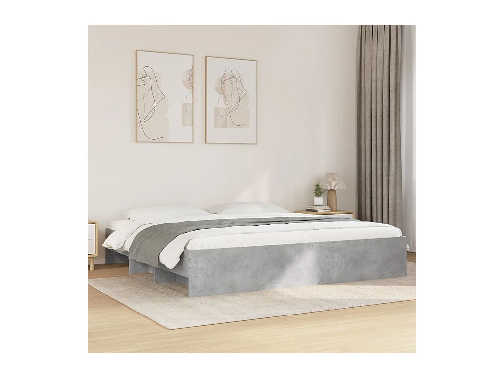 Betongrijs bedframe zonder matras 180x200 cm bewerkt hout