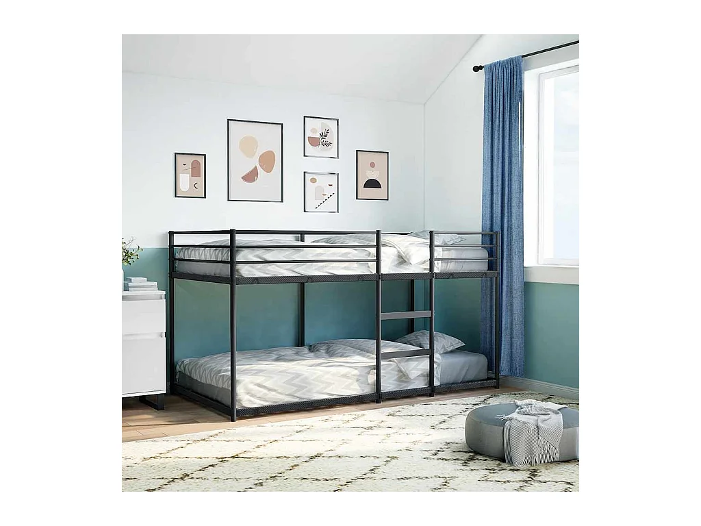 Letto a castello senza materasso nero 100x200 cm acciaio