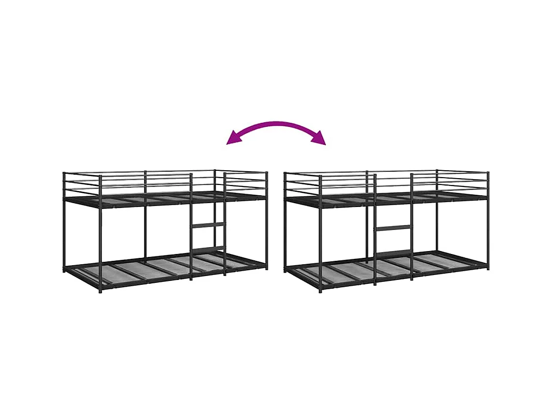 Lit superposé sans matelas noir 100x200 cm acier