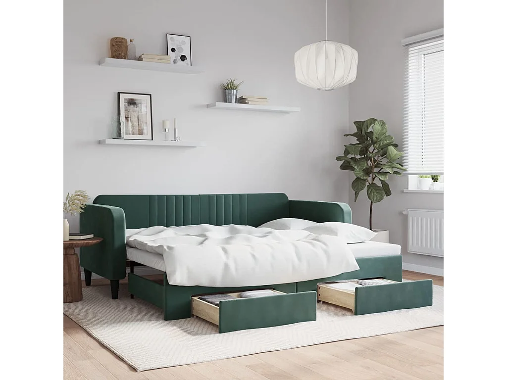 Dagbed met onderschuifbed en lades zonder matras 90x200 cm