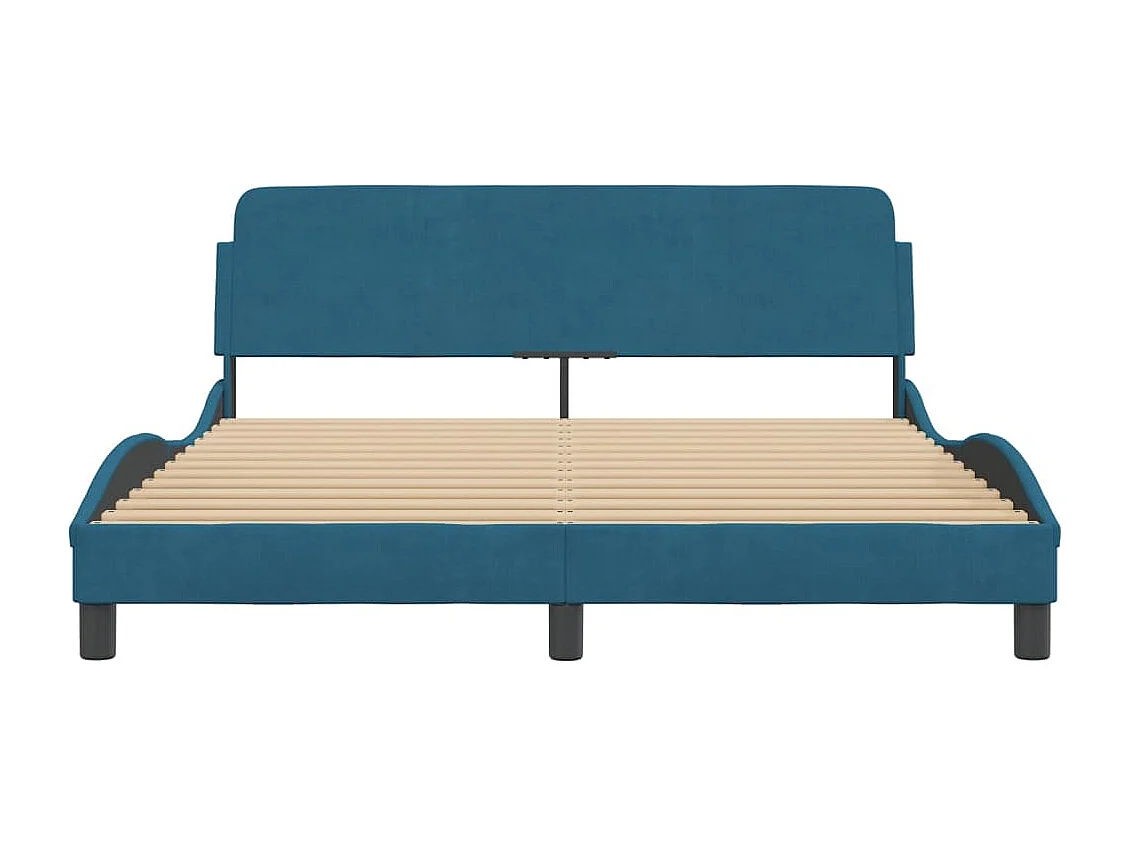 Bedframe en hoofdbord zonder matras blauw 160x200cm fluweel