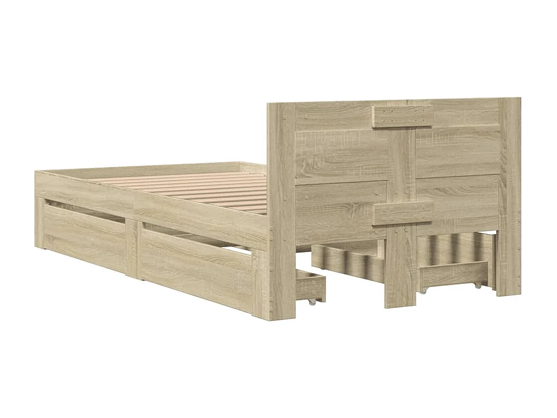 Bedframe en hoofdbord zonder matras Sonoma eiken 90x200 cm