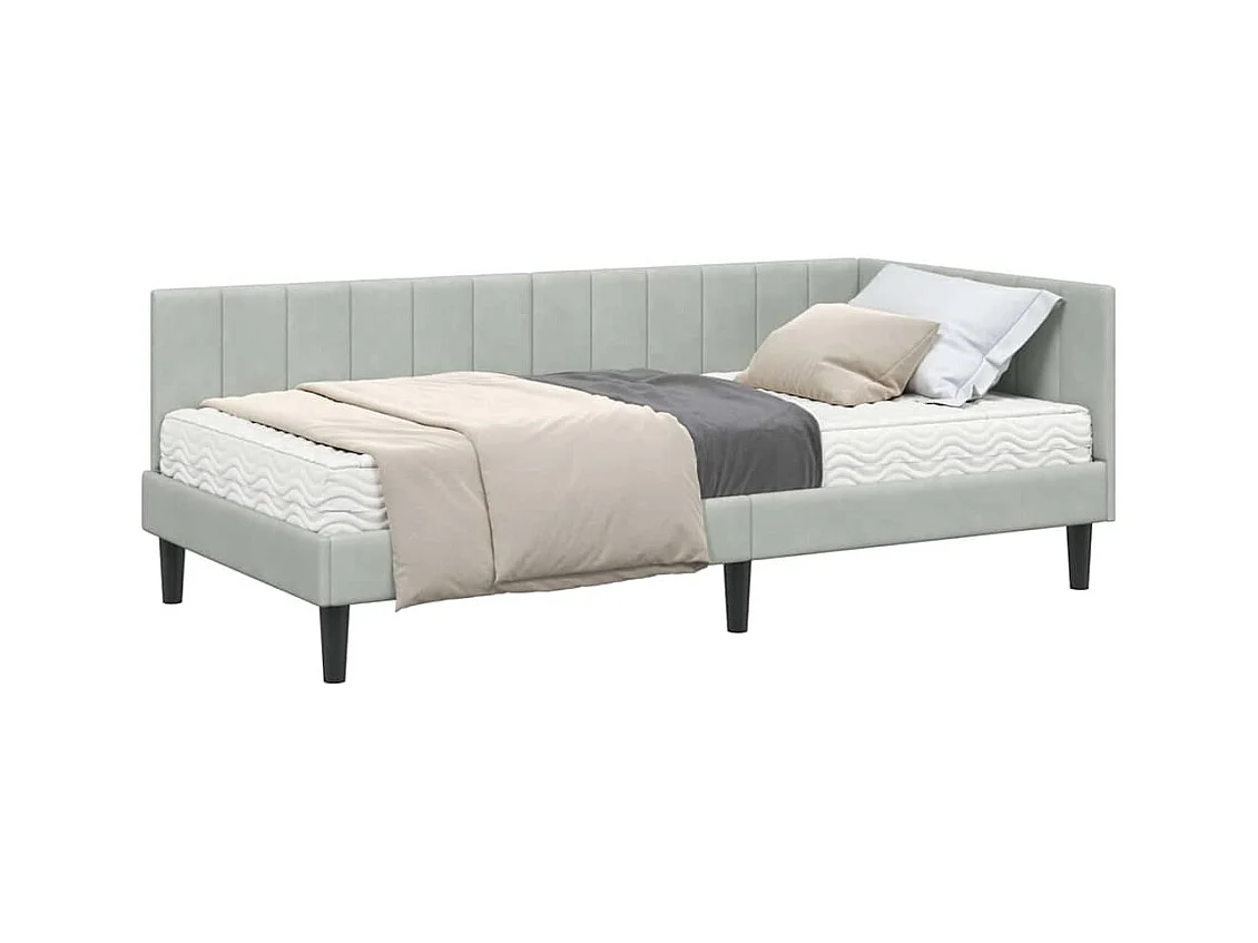 Eckbettgestell Hellgrau 100 x 200 cm Samt