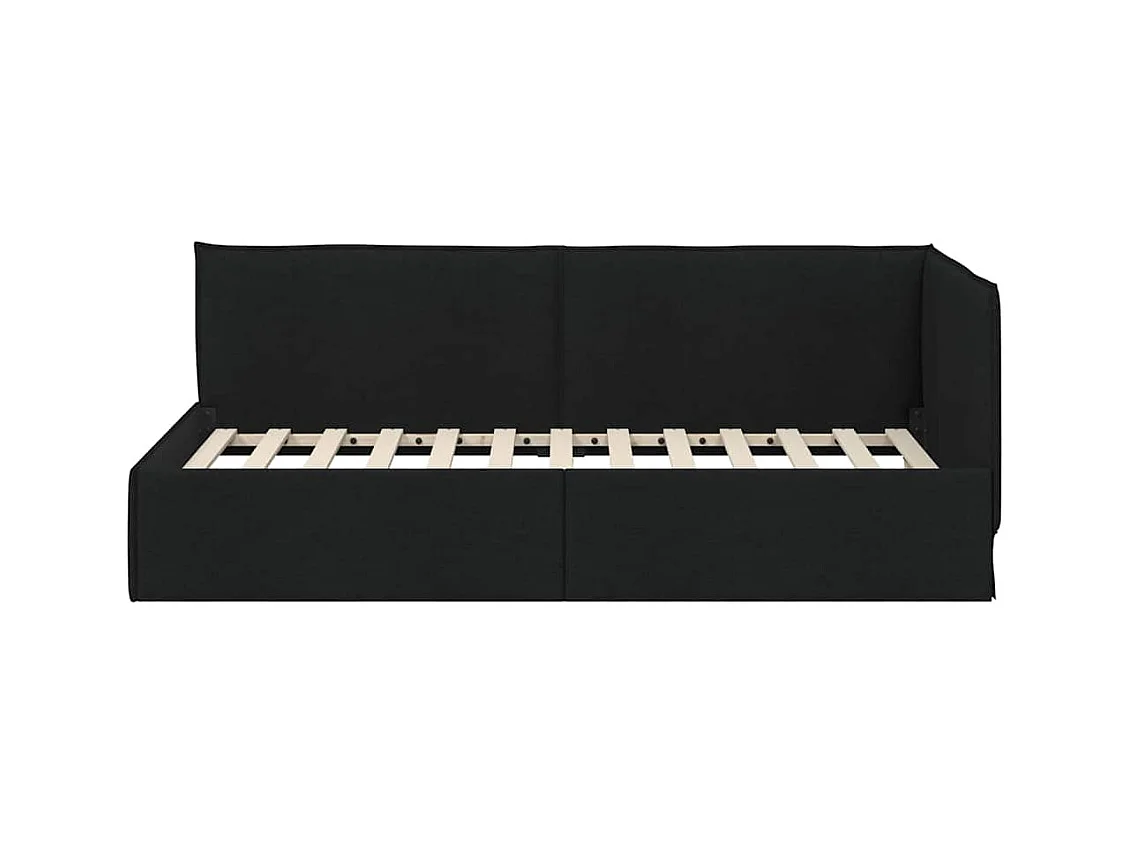 Cadre de lit d'angle avec tête de lit Noir 100 x 200 cm tissu