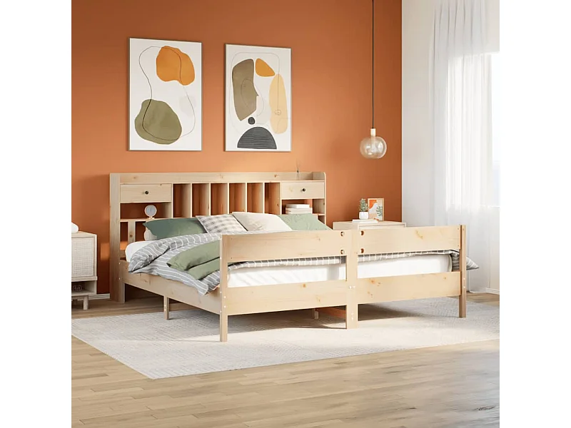 Bibliotheekbed zonder matras 180x200 cm massief grenenhout