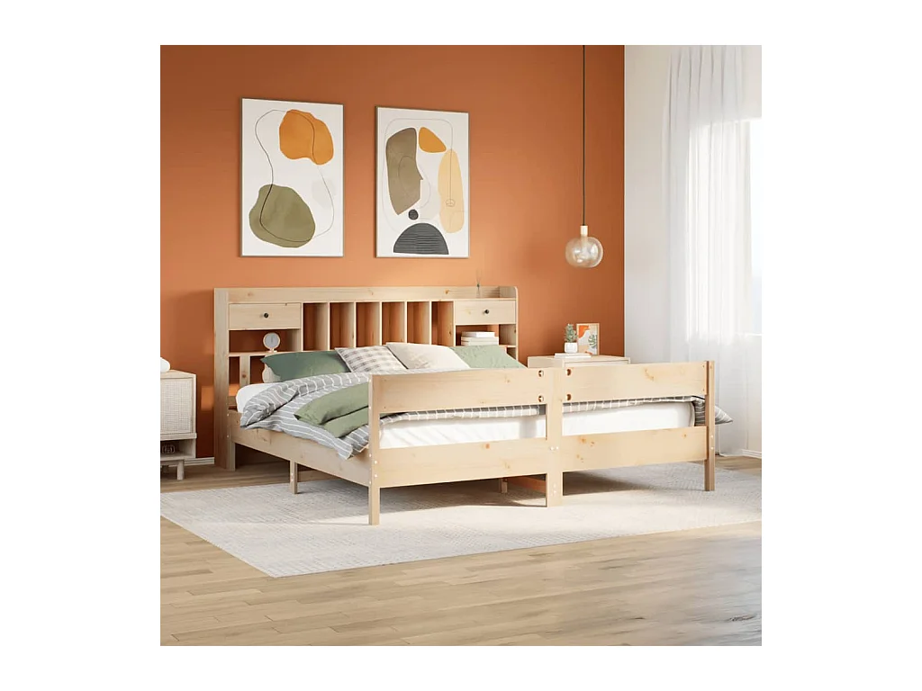 Bibliotheekbed zonder matras 180x200 cm massief grenenhout
