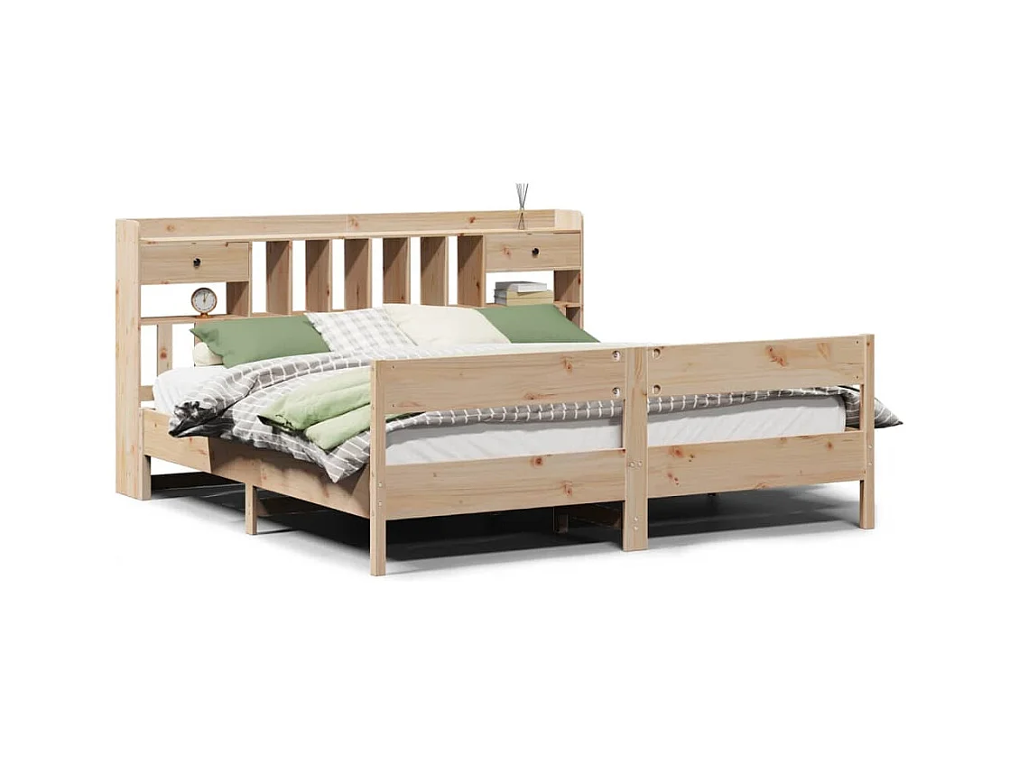 Bibliotheekbed zonder matras 180x200 cm massief grenenhout