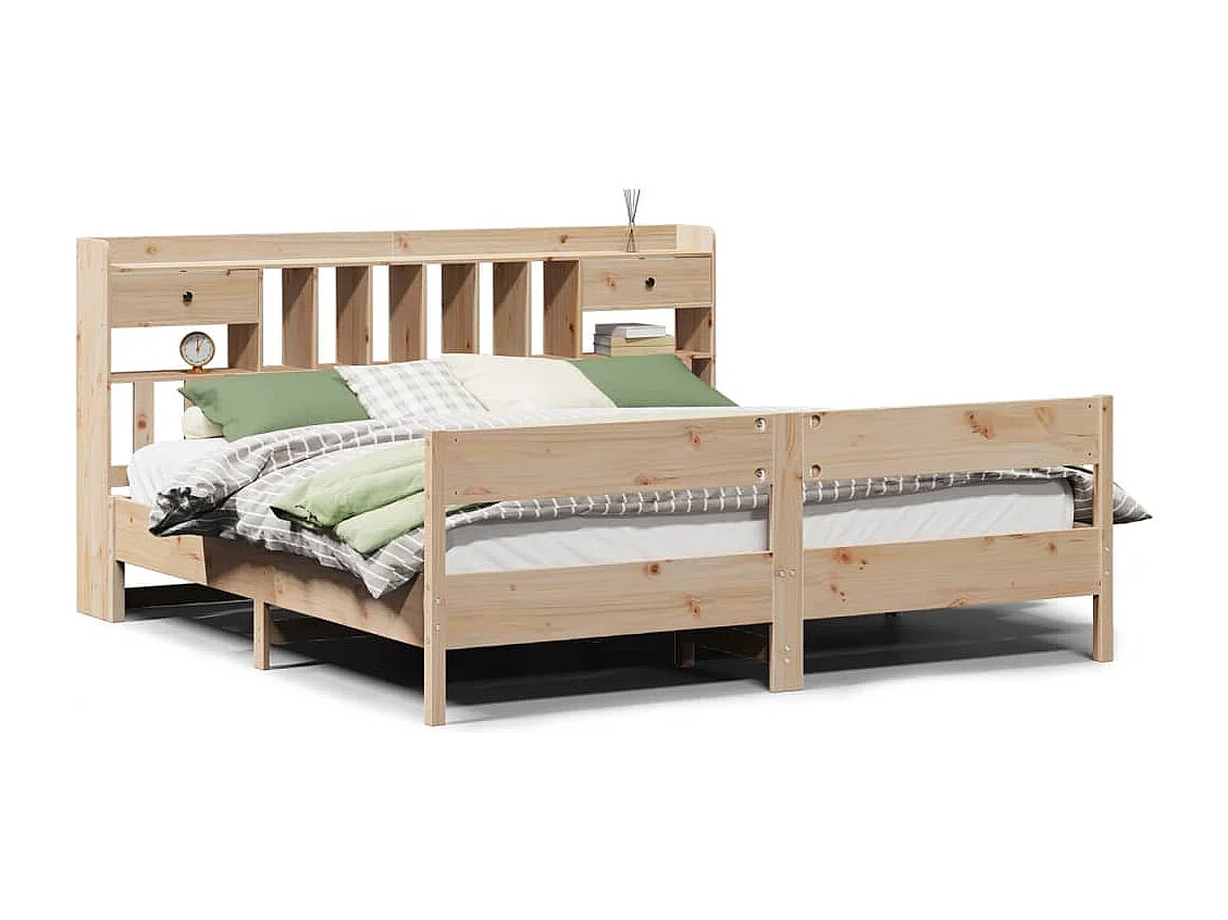 Cama biblioteca sin colchón 180x200 cm madera maciza de pino
