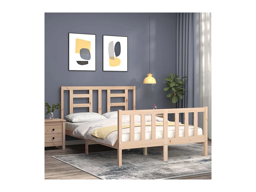 Cadre de lit sans matelas 140x190 cm bois de pin massif