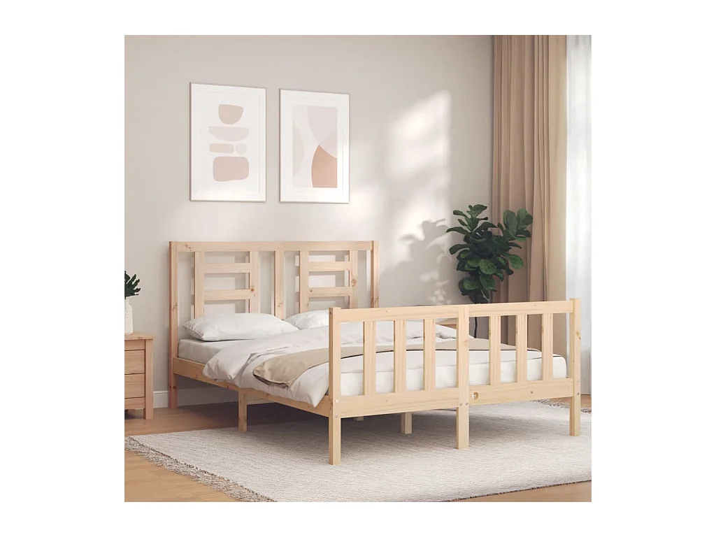 Estructura de cama sin colchón 140x190 cm madera maciza de pino