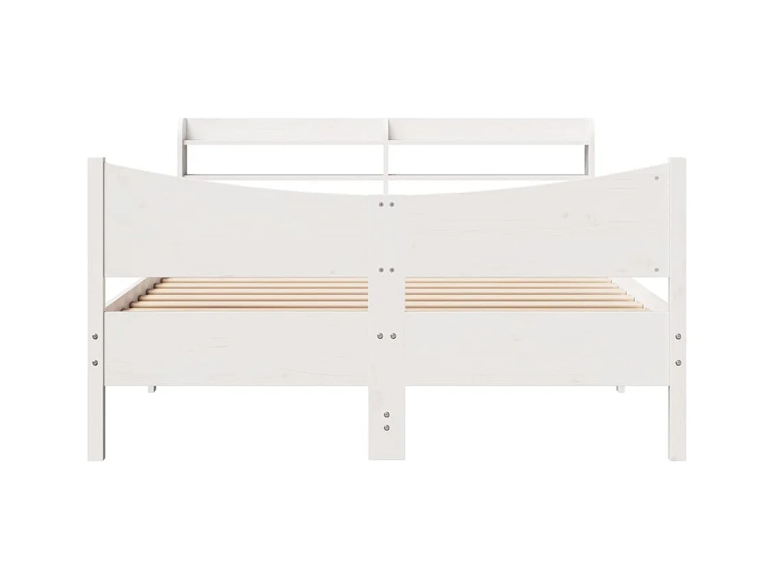 Estructura de cama con cabecero blanco 140x200 cm madera maciza de pino
