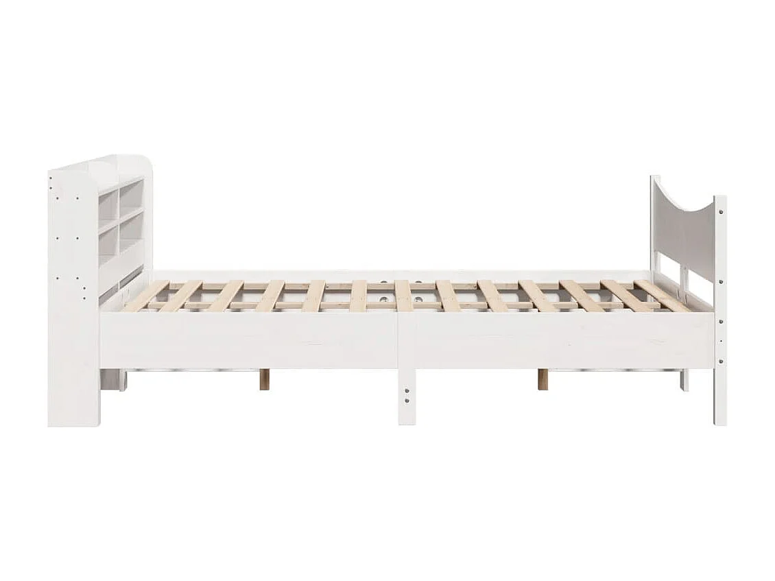 Estructura de cama con cabecero blanco 140x200 cm madera maciza de pino