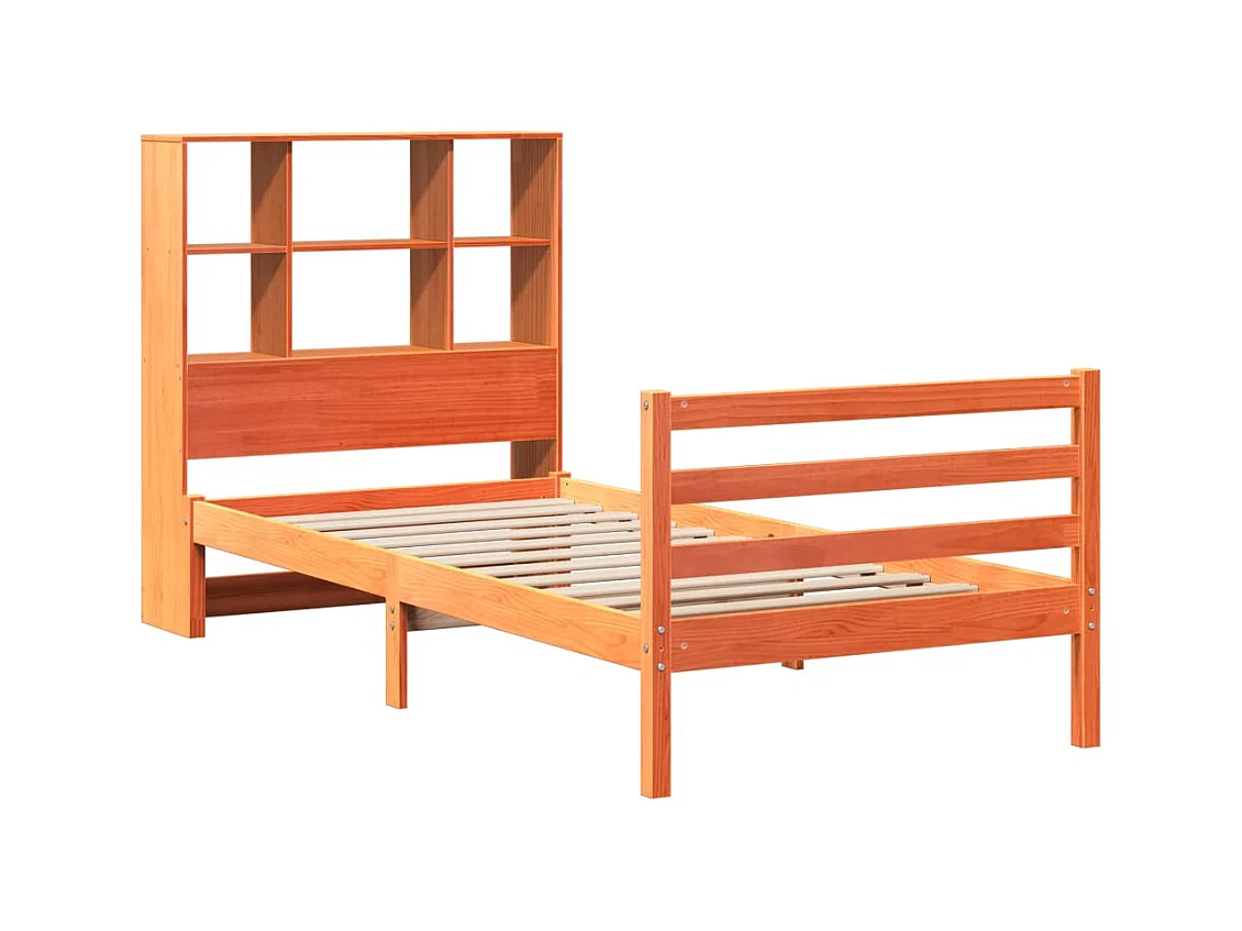 Regalbett ohne Matratze, braun gewachst, 100x200cm, Massivholz