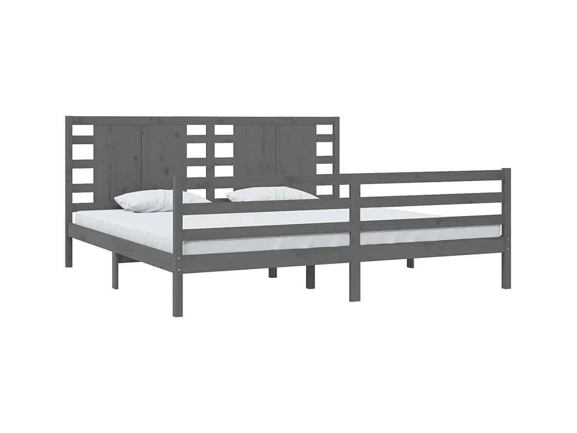 Struttura letto senza materasso grigio 200x200 cm in legno massello di pino