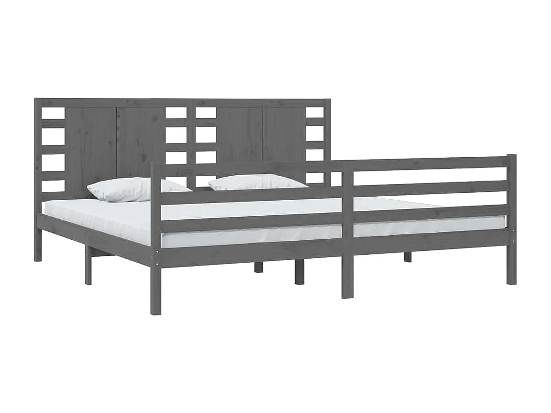 Cadre de lit sans matelas gris 200x200 cm bois massif de pin