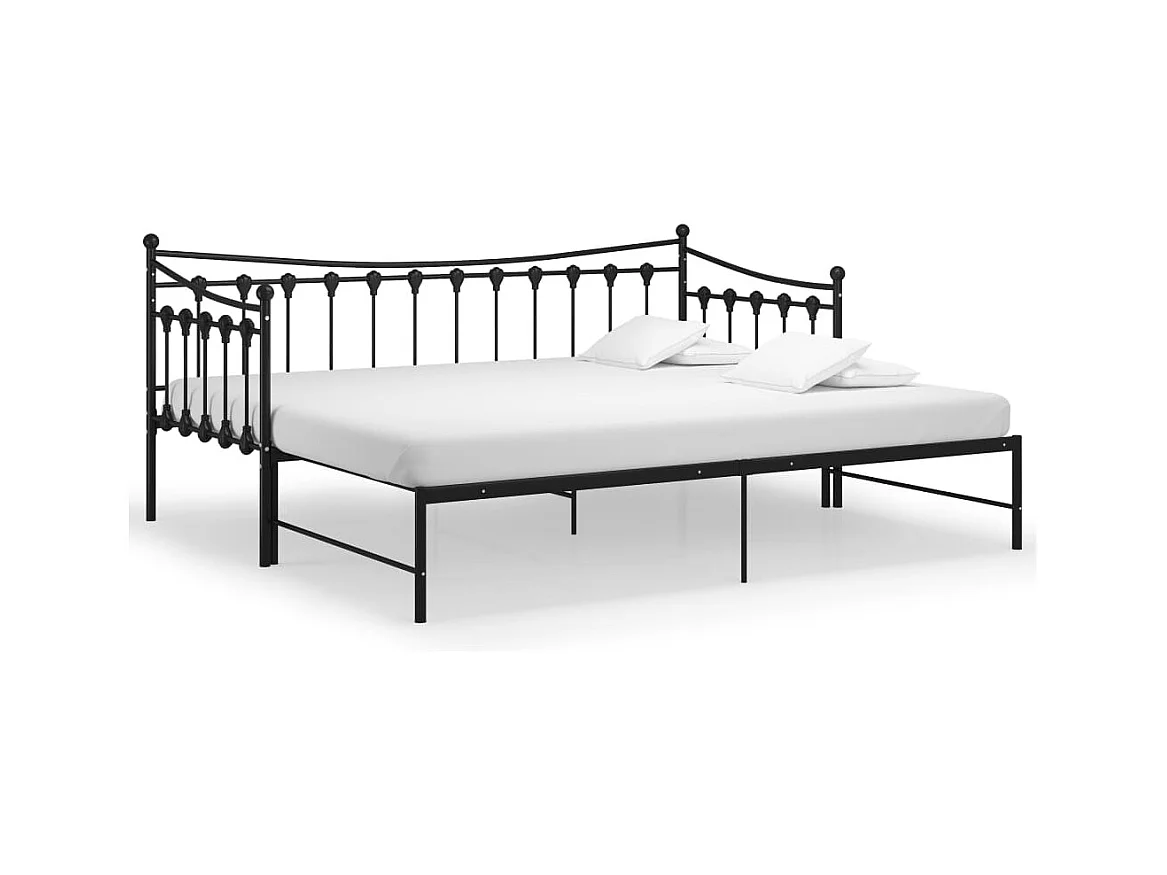 Cadre de canapé-lit extensible sans matelas Noir Métal 90x200cm