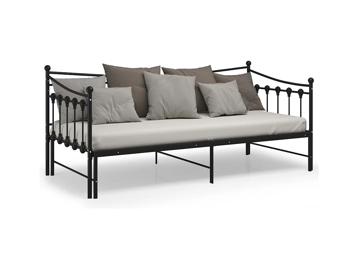 Cadre de canapé-lit extensible sans matelas Noir Métal 90x200cm