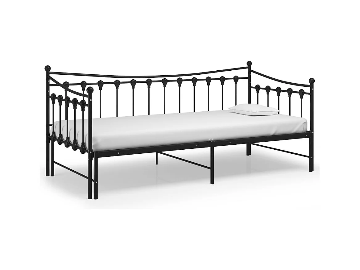 Cadre de canapé-lit extensible sans matelas Noir Métal 90x200cm