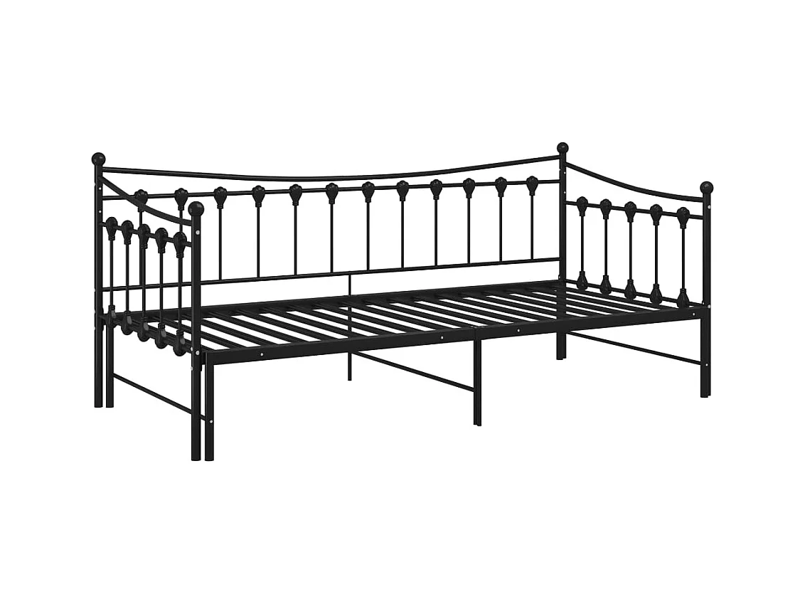 Cadre de canapé-lit extensible sans matelas Noir Métal 90x200cm