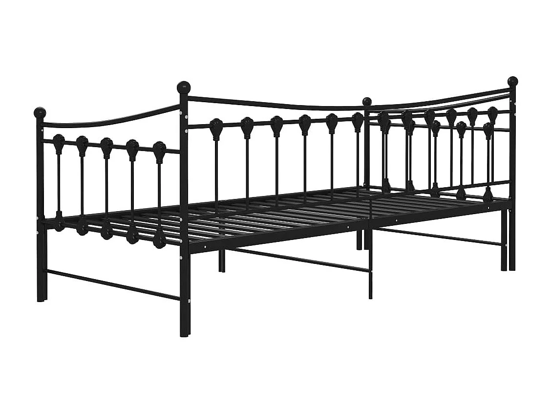 Cadre de canapé-lit extensible sans matelas Noir Métal 90x200cm