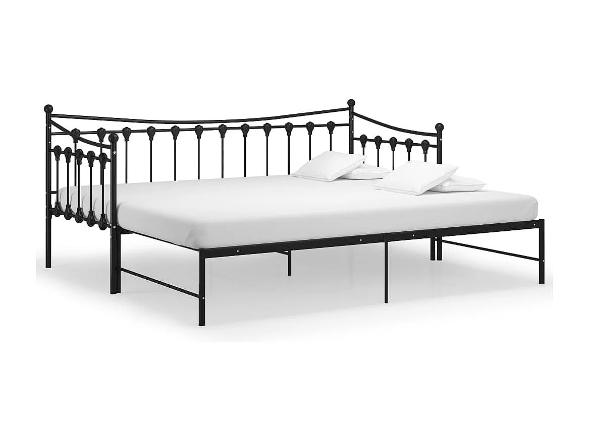 Divano letto estensibile senza materasso in metallo nero 90x200cm