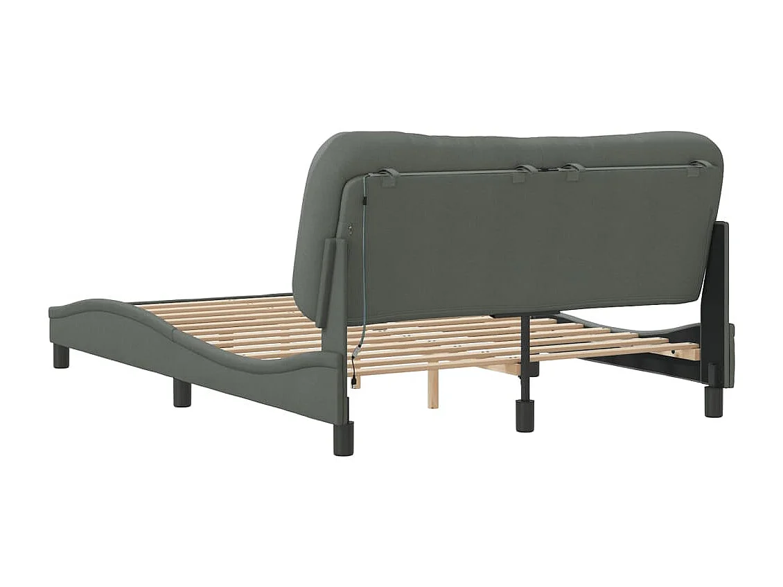 Estructura de cama con LED sin colchón tela gris oscuro 120x200 cm