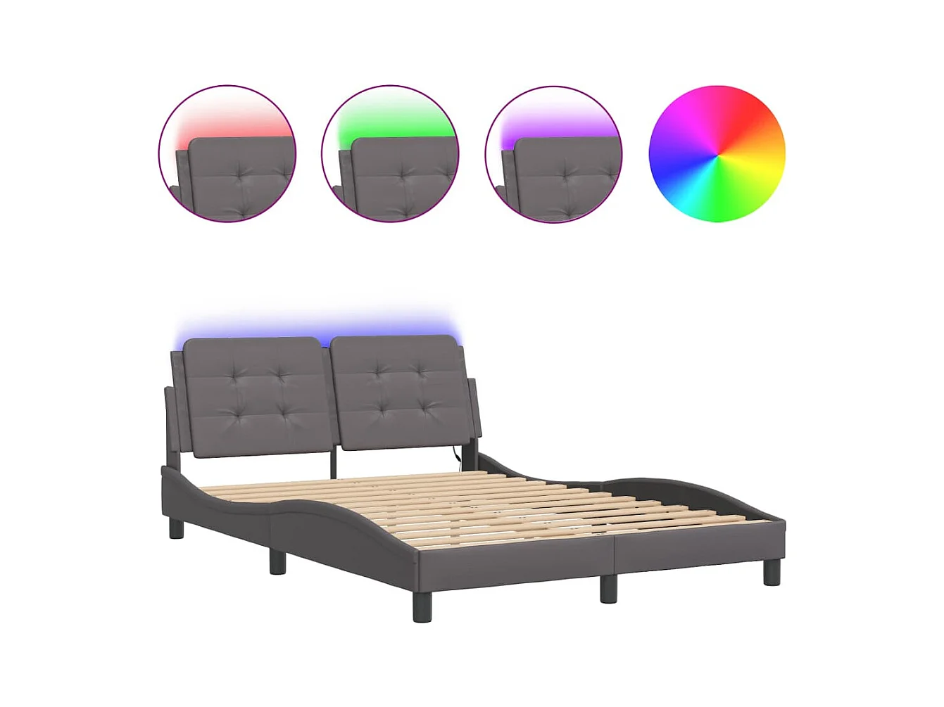 Bettgestell mit LED ohne Matratze grau 140x200 cm