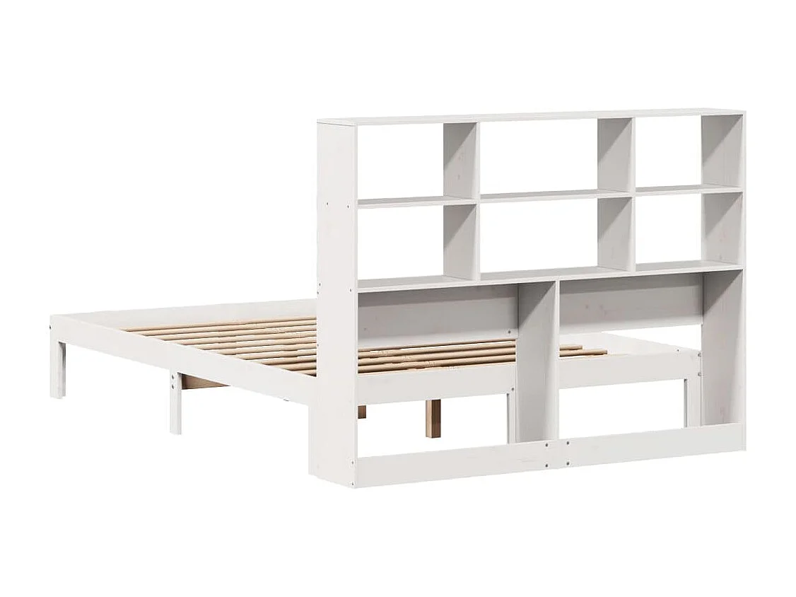 Letto libreria bianco senza materasso 160x200 cm in legno massello di pino