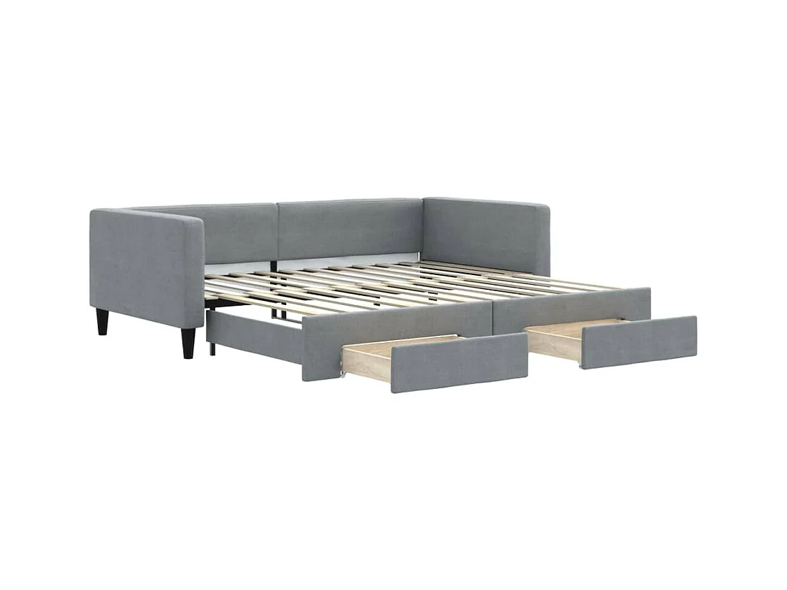 Cama de día con nido y cajones sin colchón 100x200 cm