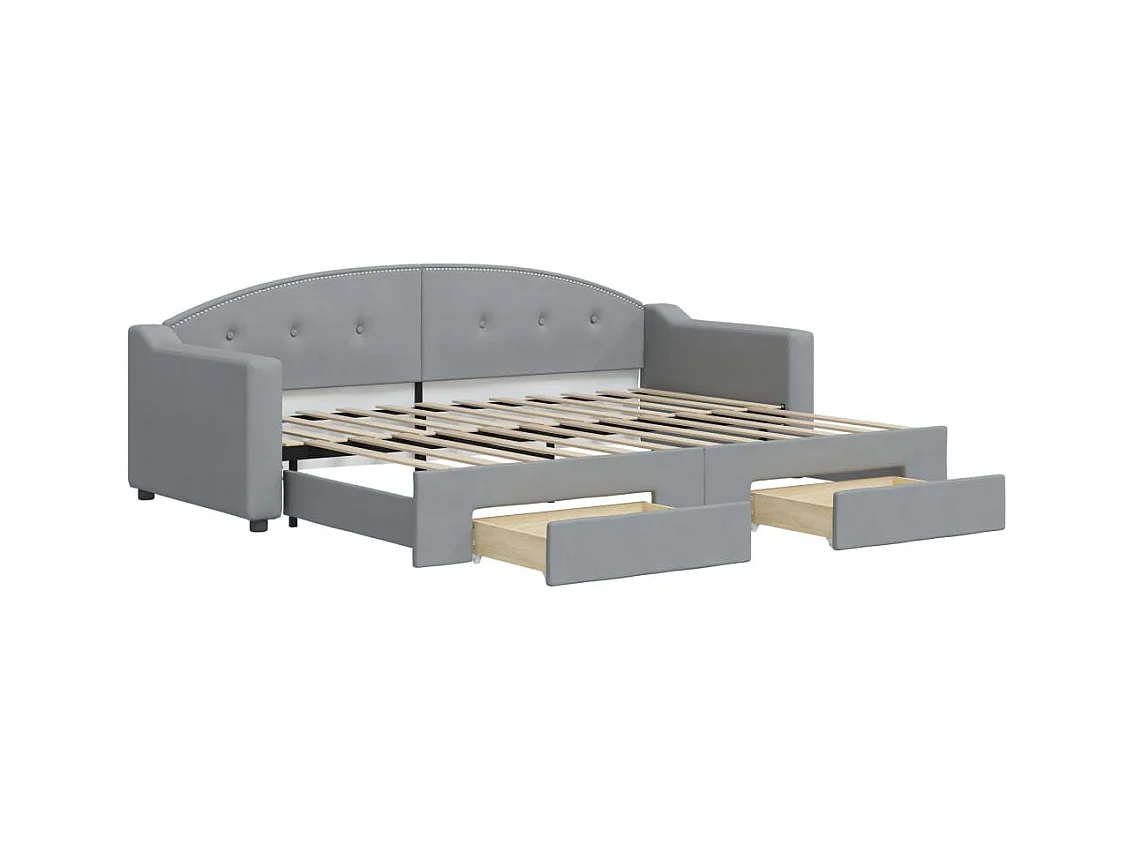 Lit de jour avec gigogne et tiroirs sans matelas 80x200 cm