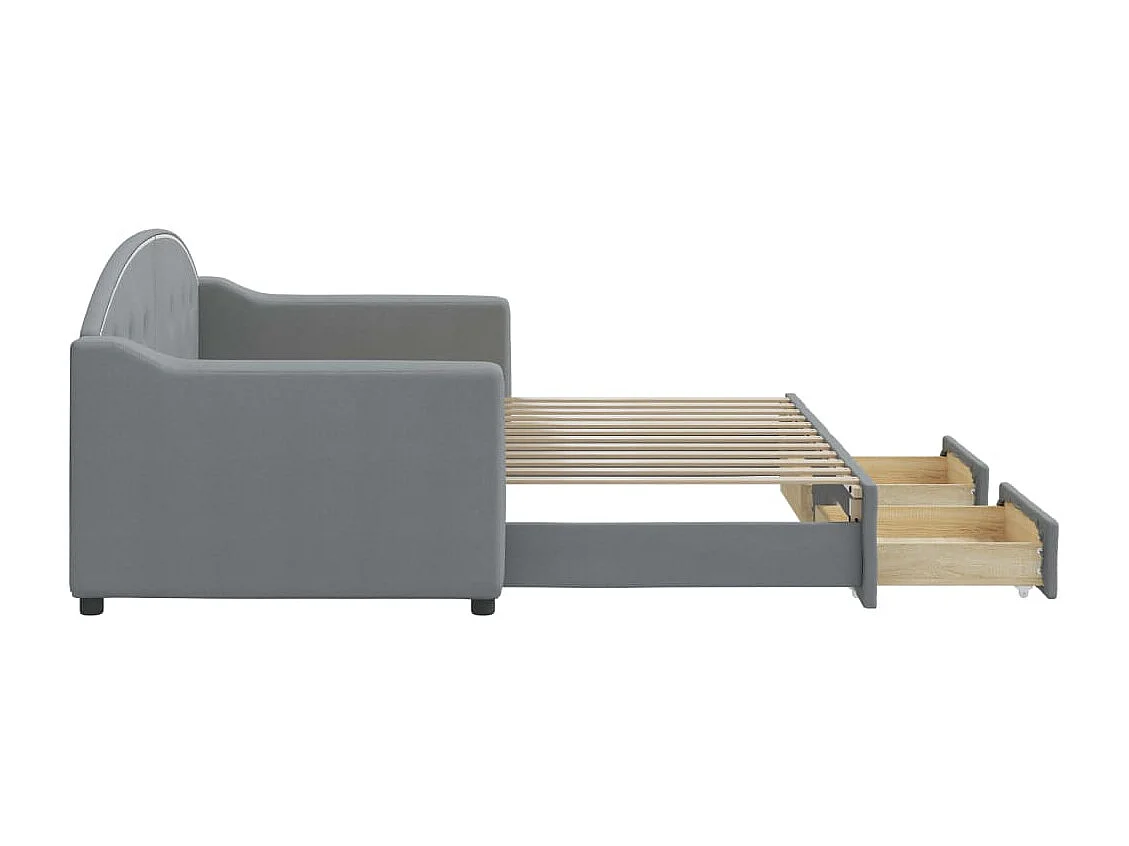 Divano letto con rotelle e cassetti senza materasso 80x200 cm