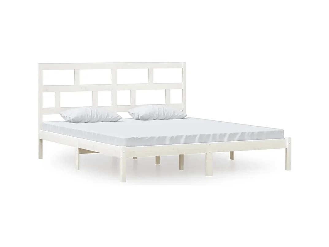 Cadre de lit sans matelas blanc bois massif