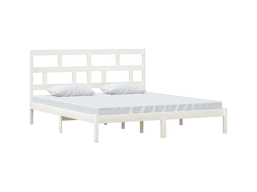 Cadre de lit sans matelas blanc bois massif