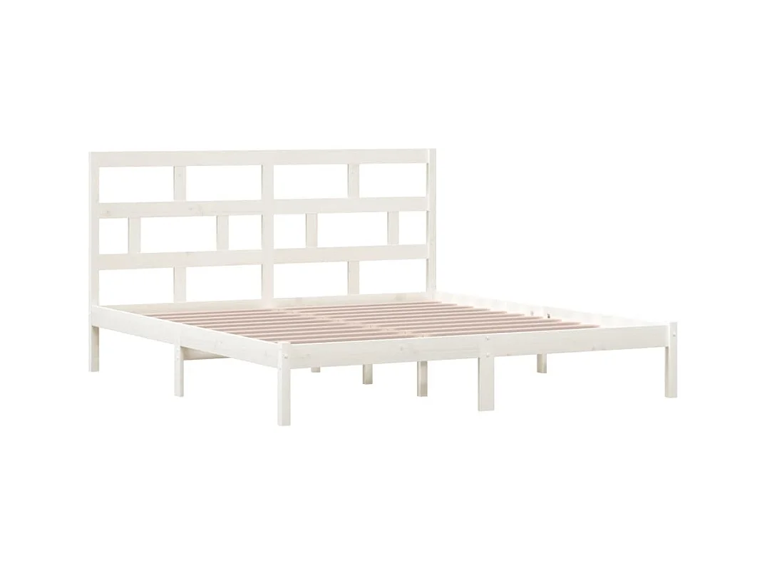 Cadre de lit sans matelas blanc bois massif