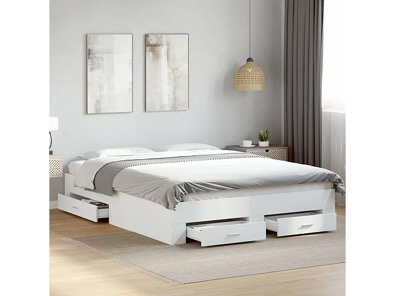 Bedframe met lades zonder matras wit 140x200 cm