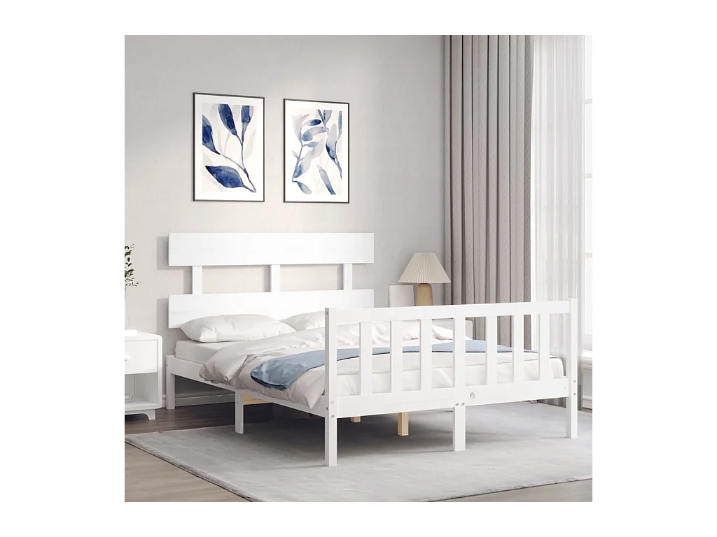 Bettgestell ohne Matratze weiß 120x200 cm Kiefer Massivholz