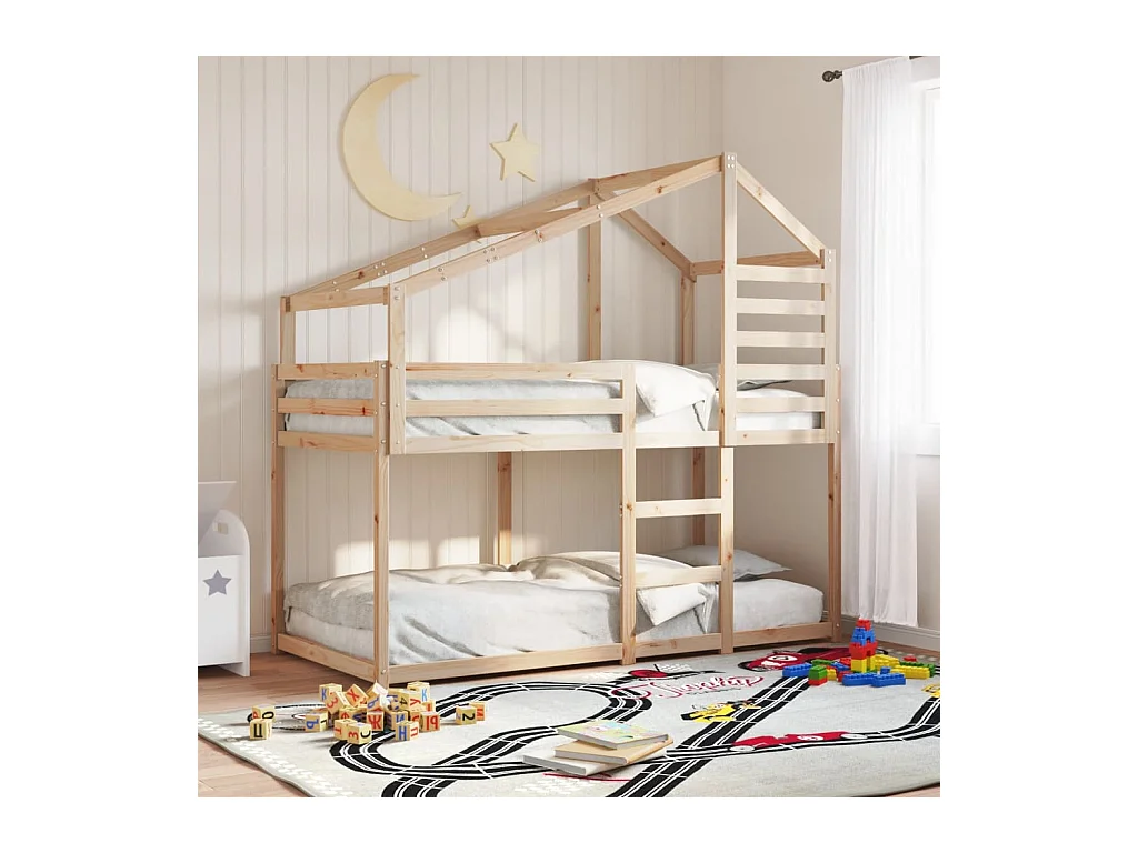 Stapelbed zonder matras 80x200 cm massief grenenhout