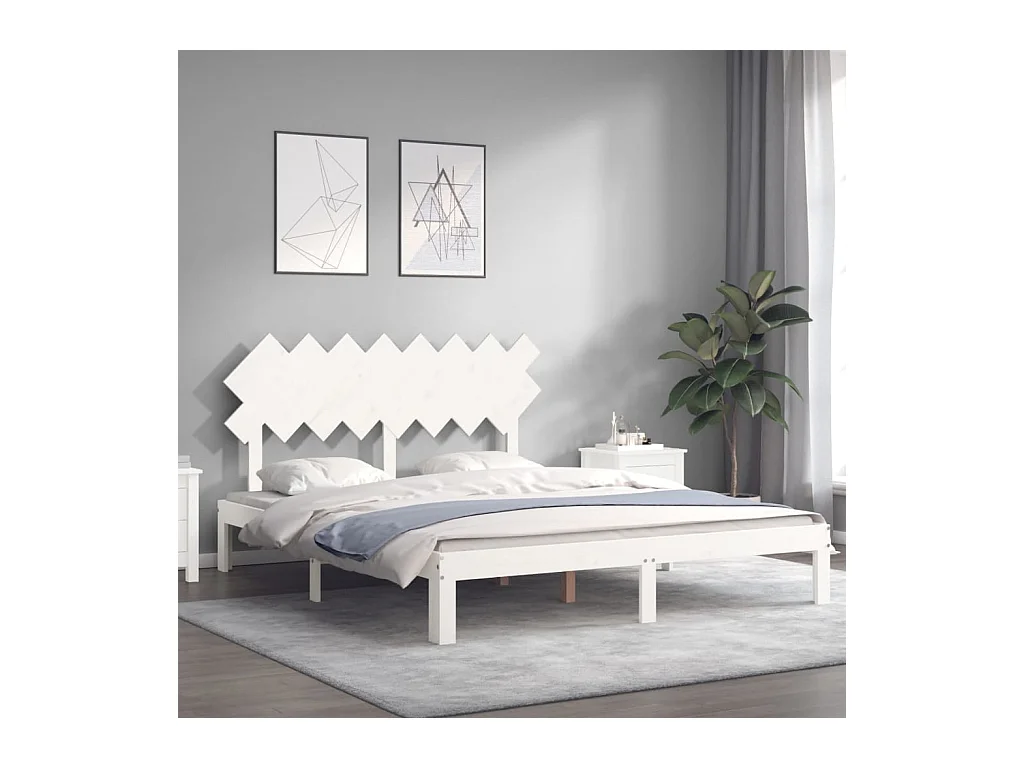 Bedframe zonder matras wit 160x200 cm massief grenenhout