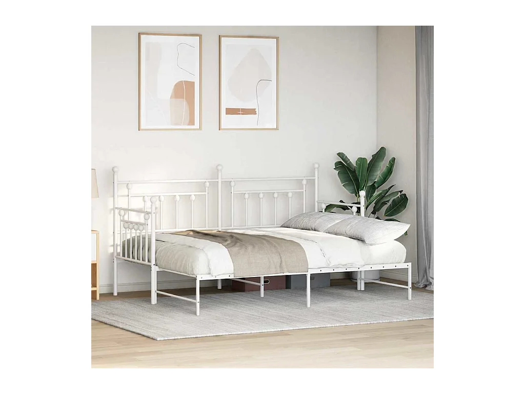 Daybedframe met hoofdbord Wit 80 x 200 cm Staal