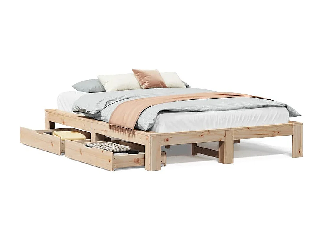 Struttura letto senza materasso 140x200 cm in legno massello di pino