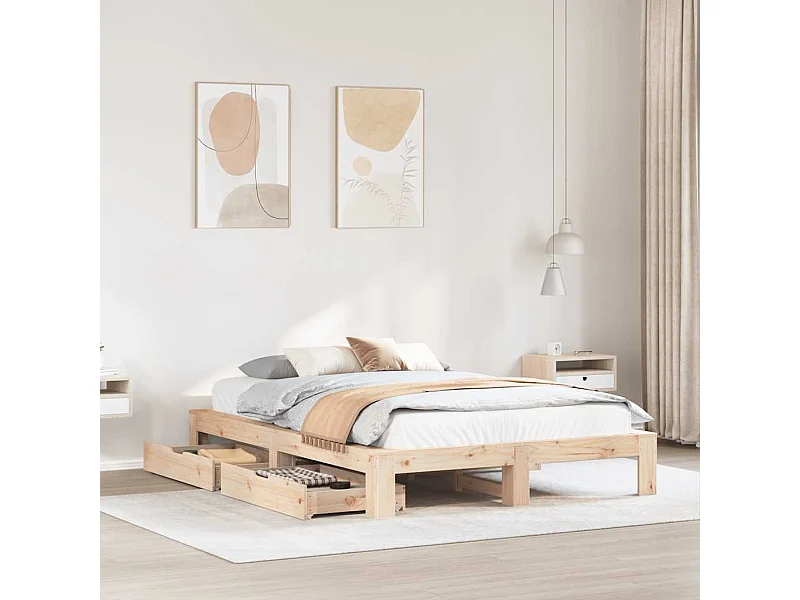 Estructura de cama sin colchón 140x200 cm madera maciza de pino